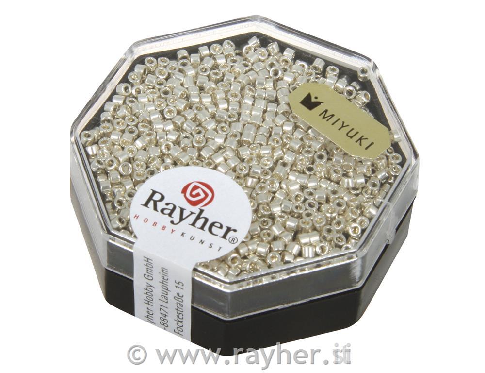 Perle Delica Miyuki, 1.6 mm o, s metalnim sjajem, srebro, 4g