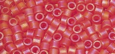 Perle Delica Miyuki, 1,6 mm o, mavrične , rdeče, 6g, prosoj