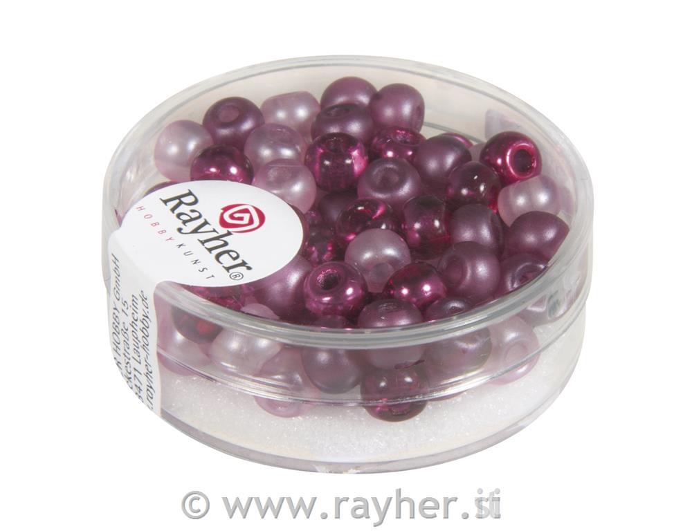 Perle steklene, 5,5 mm pink toni 80 kosov