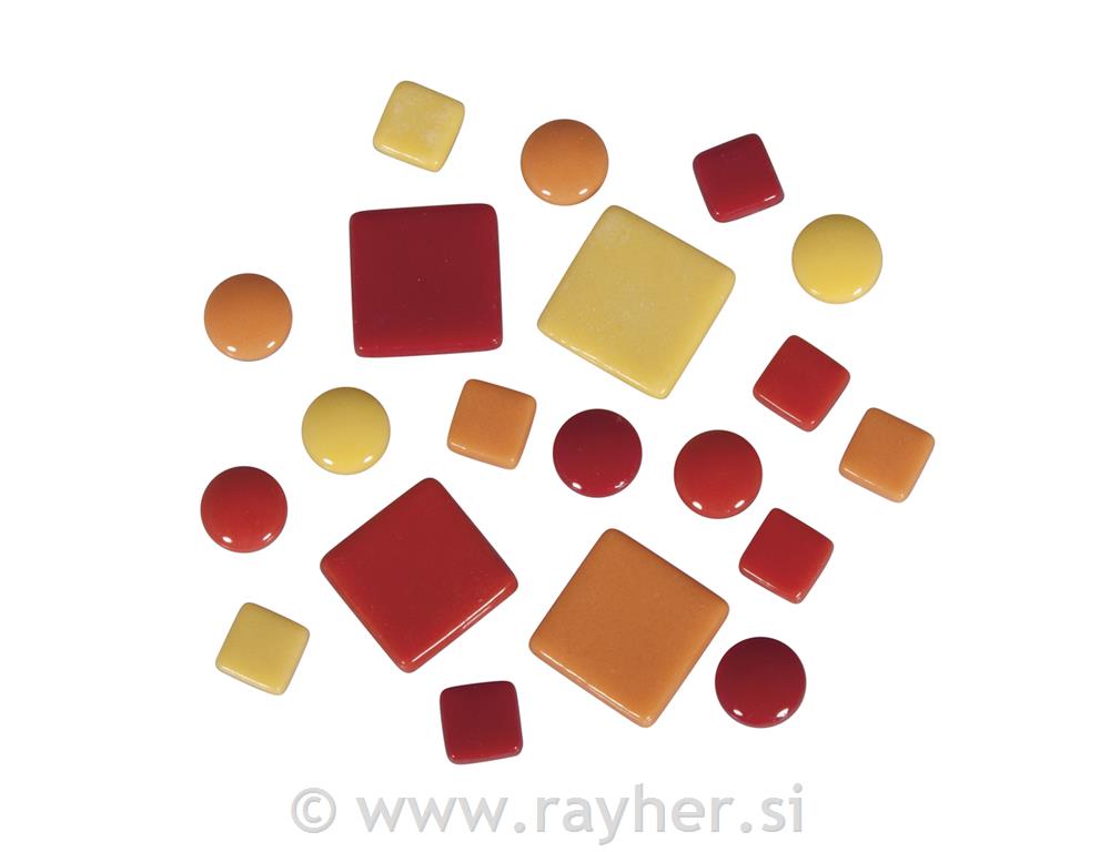 Mozaik Tessera (oko 395 kom.), Crveno /žuti, 10x10mm, 20x20mm, 12mm, 50