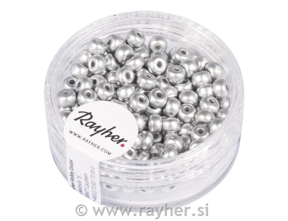 Perle, 4mm, srebne, 150 kom