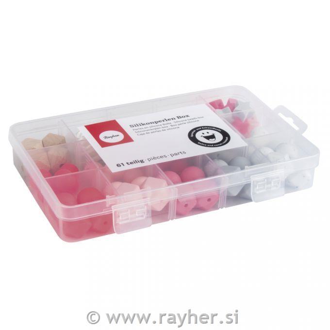 Silikonske perle set Pink, 61-dijelova