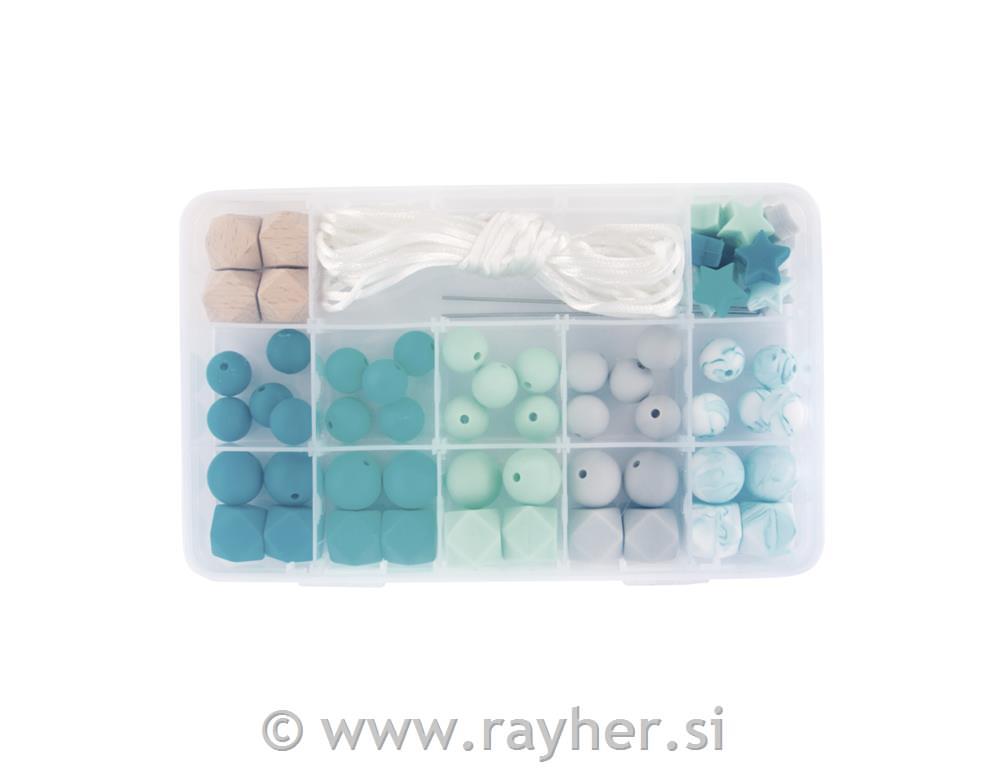 Silikonske perle set Mint, 61-dijelova