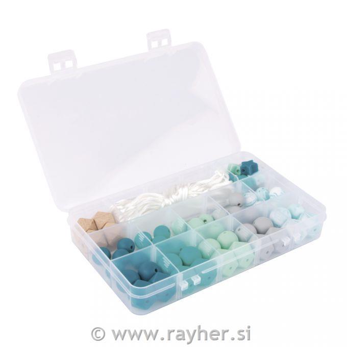 Silikonske perle set Mint, 61-dijelova