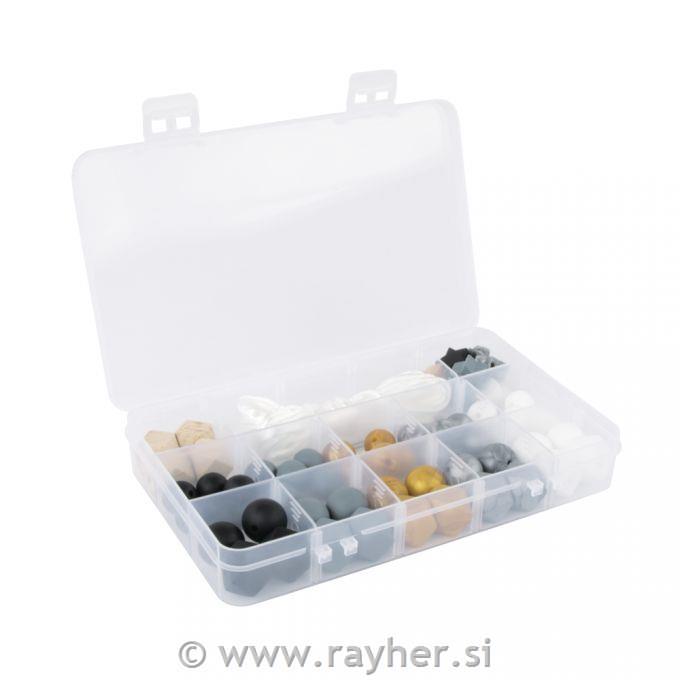 Silicone beads boxblack metallic61-piece, incl.thread string, box