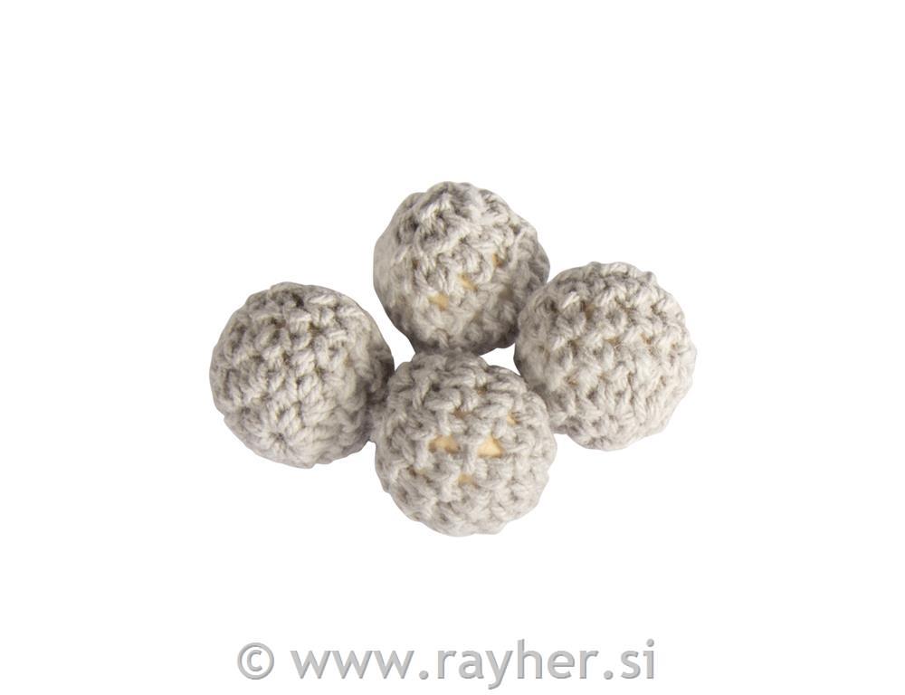 Kvačkane perle, 16mm, sive, 4 kos