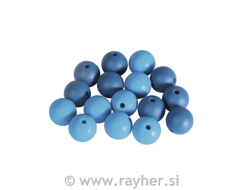 Silikonske perle, 12mm, modre, 16 kos