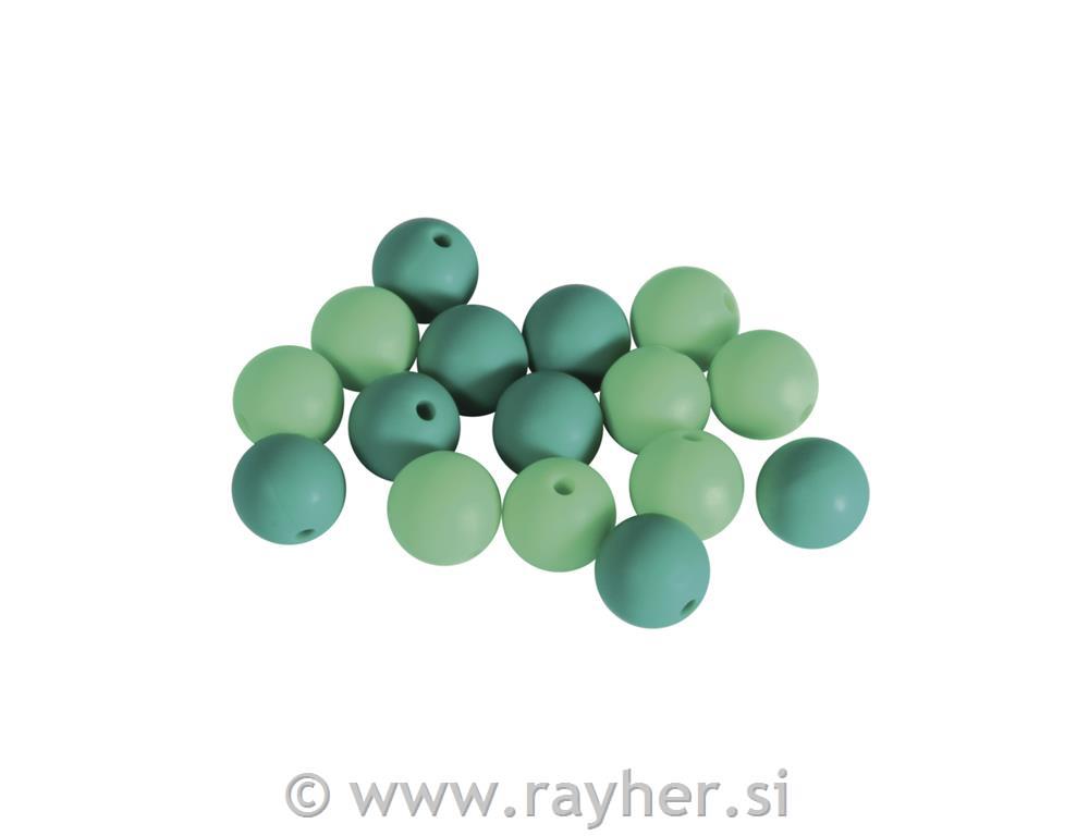 Silikonske perle, 12mm, turkizne, 16kos