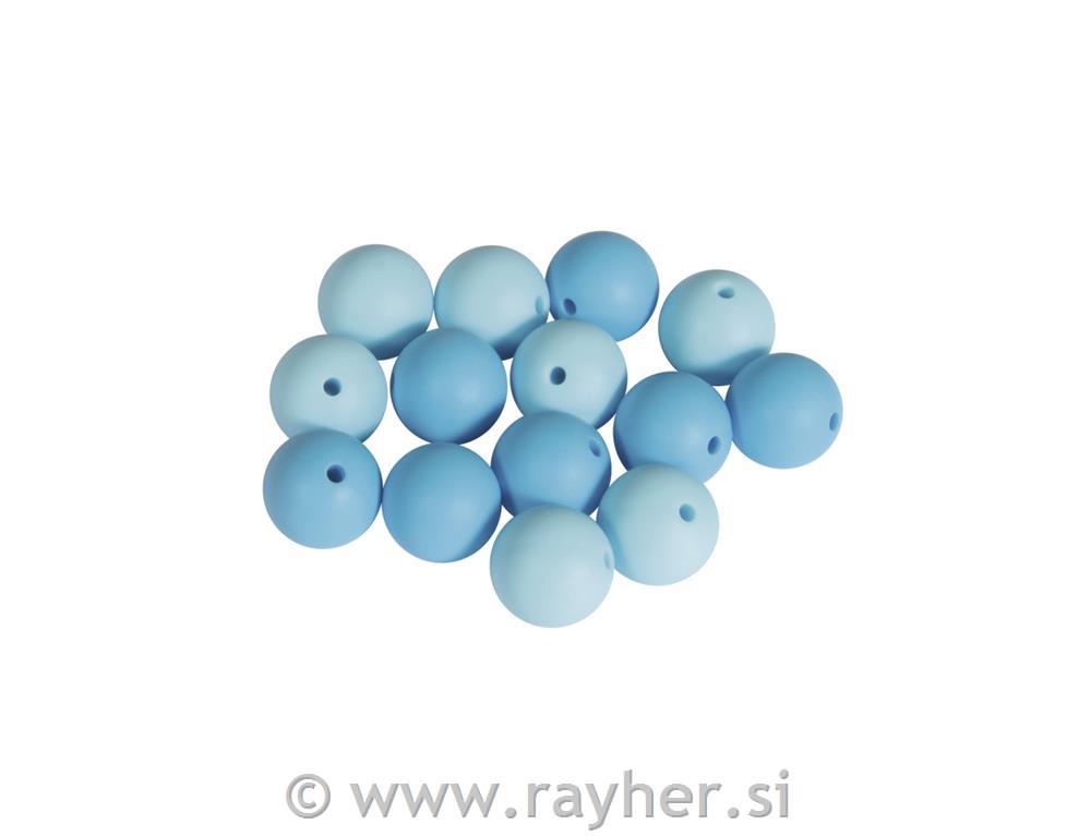 Silikonske perle, 15mm, sv.plave, 14 kom