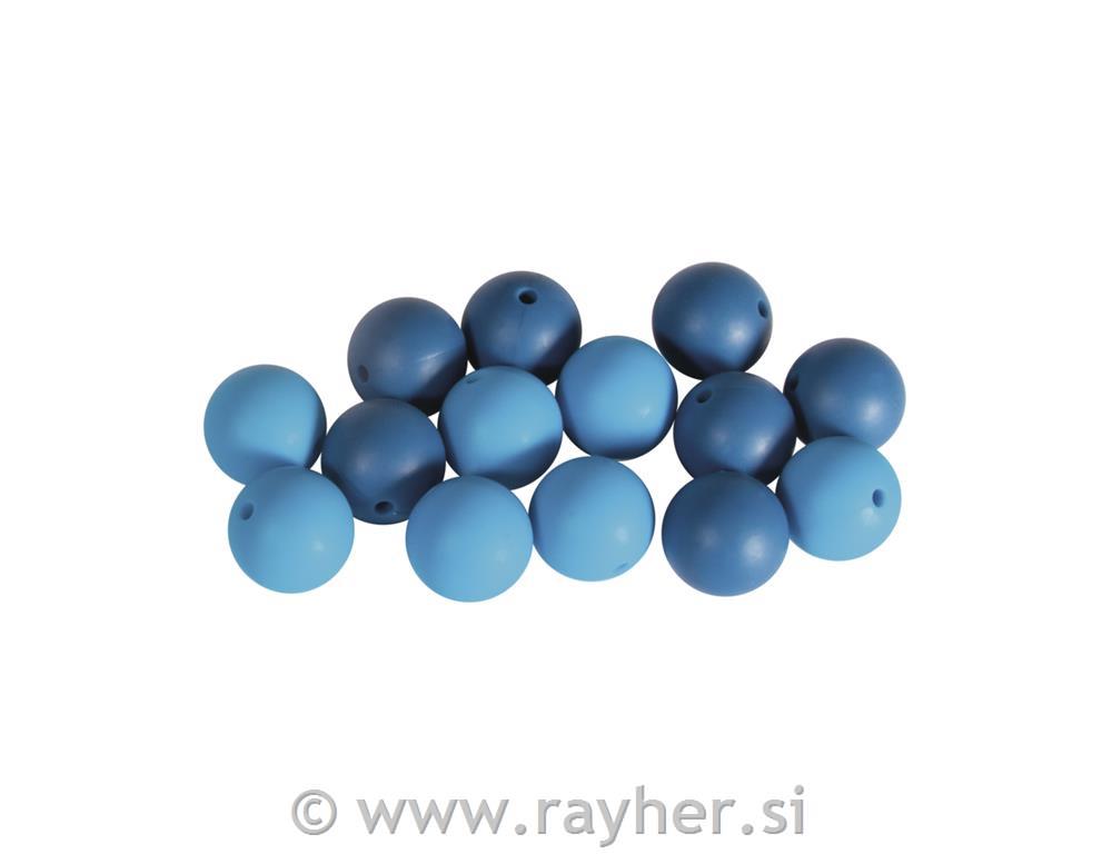Silikonske perle, 15mm, modre, 14 kos