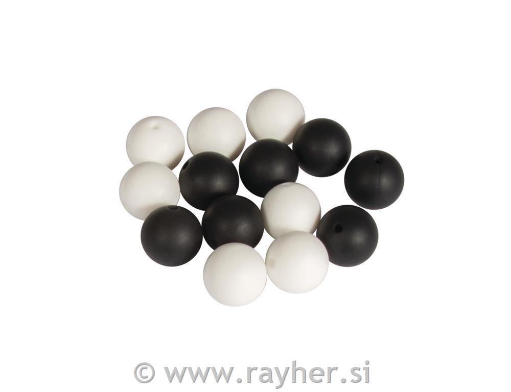 Silikonske perle, 15mm, crno-bijele, 14