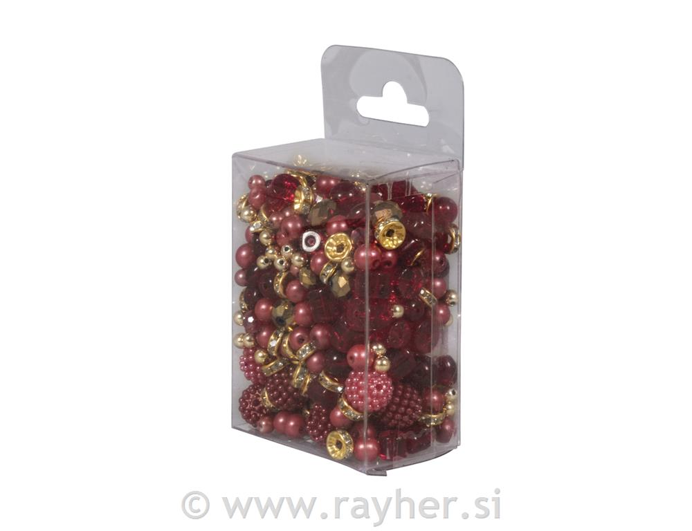 Staklene perle s efektom biseracrvena, 100g