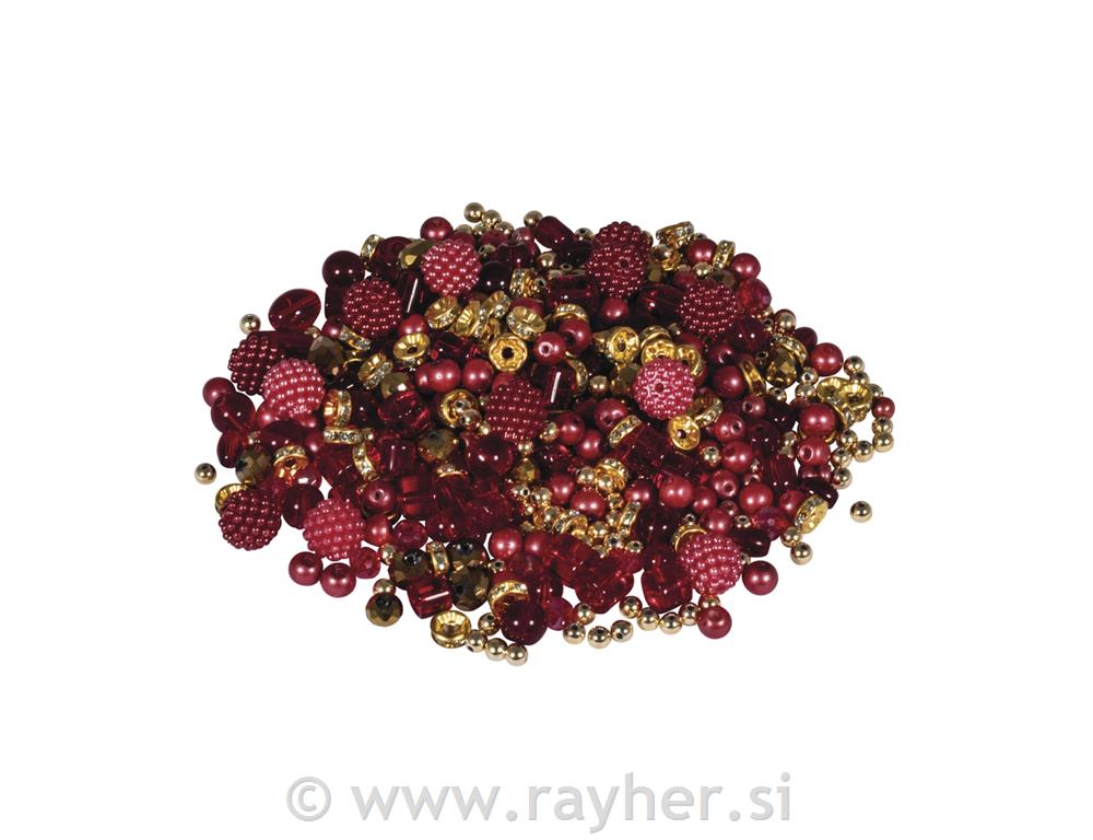 Staklene perle s efektom biseracrvena, 100g