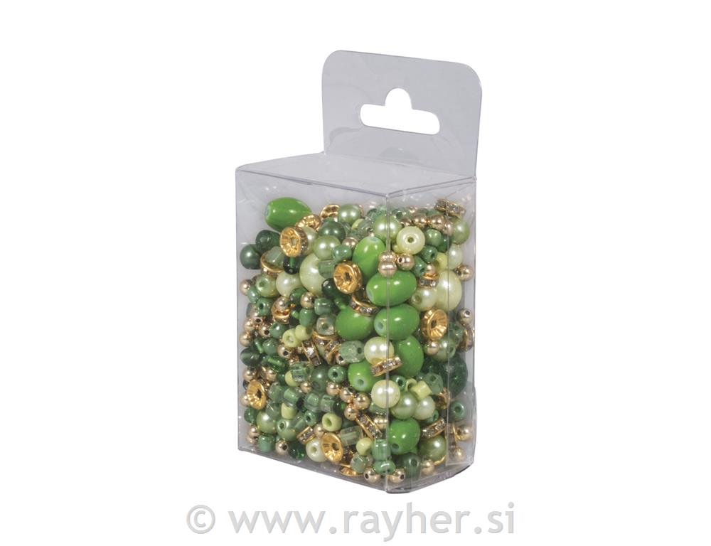 Staklene perle s efektom biserazelena, 100g