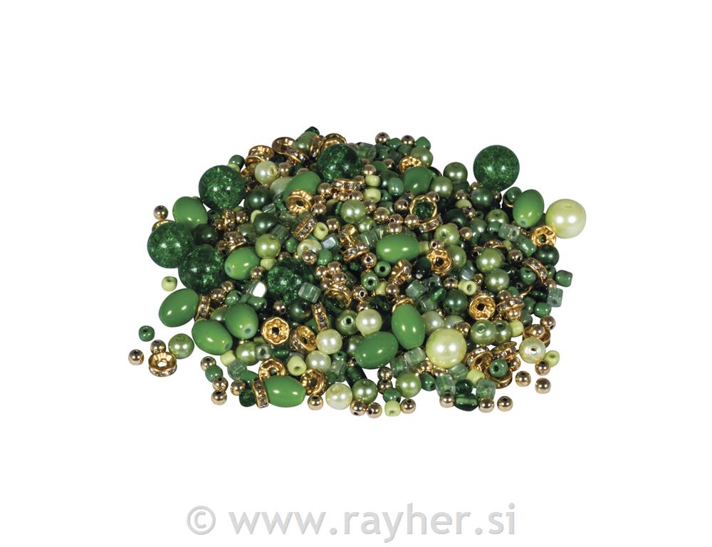 Staklene perle s efektom biserazelena, 100g