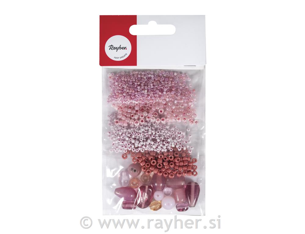 Mješovite staklene perle, crvene, 40 g