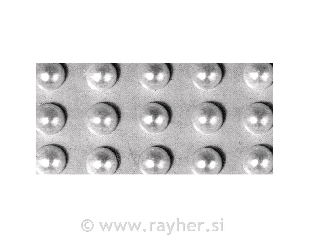 Pola perle, plastična, samoljepljiva, srebrna, oko 3 mm, 120 kom.