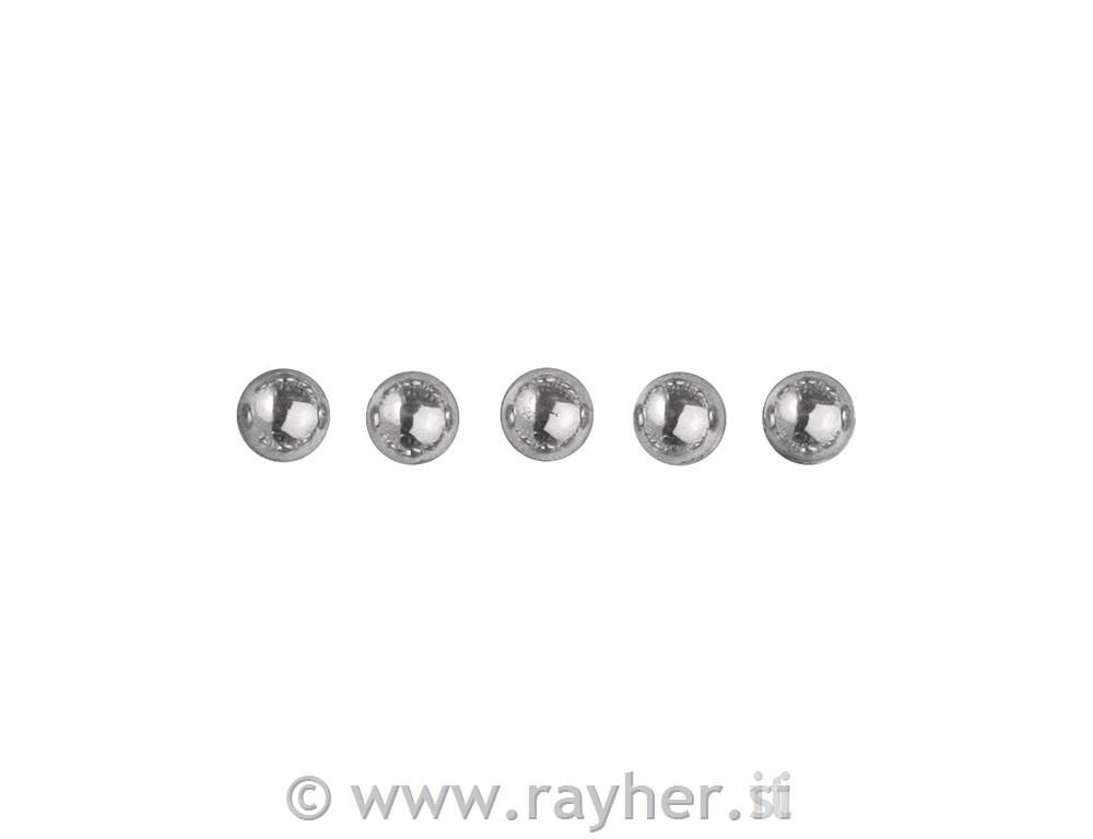 Perle polovične, plastične, samolepilne, srebrne, o 5 mm, 80
