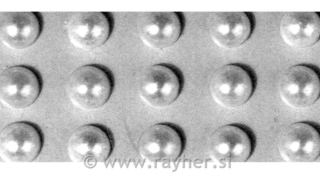 Perle polovične, plastične, samolepilne, srebrne, o 5 mm, 80