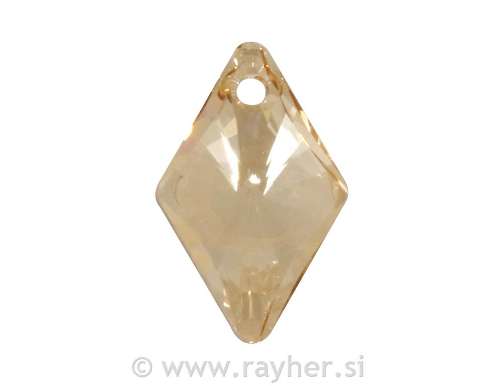 Swarovski brušen kristal, obesek, zlat, 14x9mm, "Rhomb", 2 k