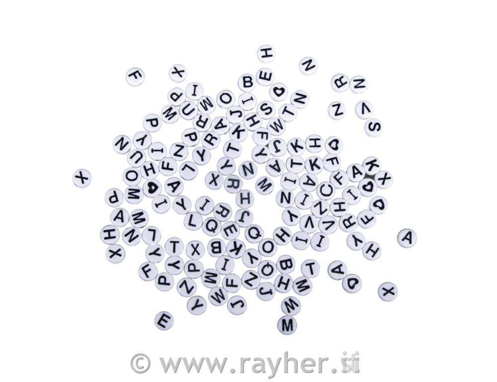 Perle črke, plastične, 9mm, bele, 40g