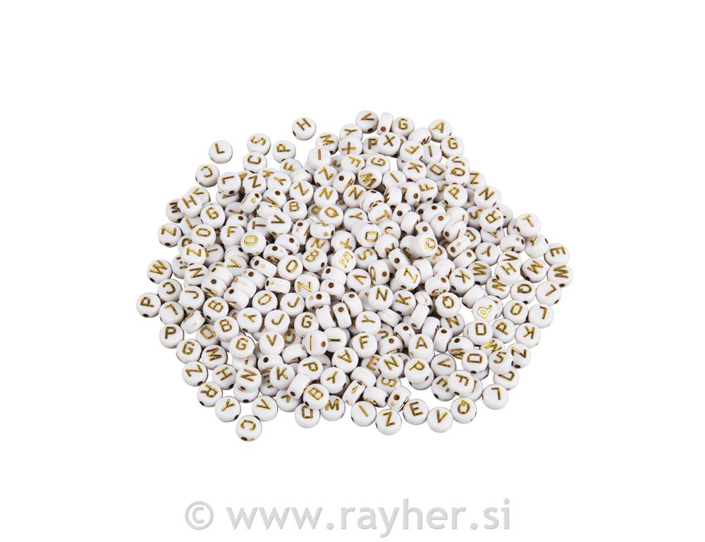 Perle sa slovima, 6 mm, zlatne, okrugle,40g