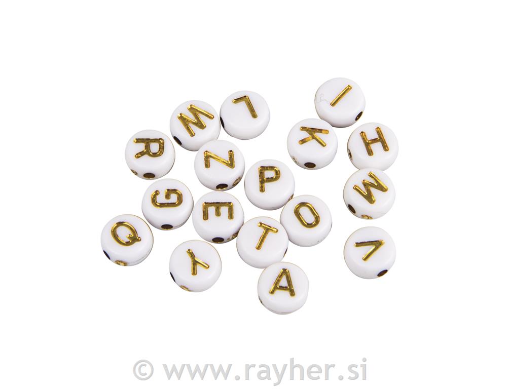 Perle sa slovima, 6 mm, zlatne, okrugle,40g