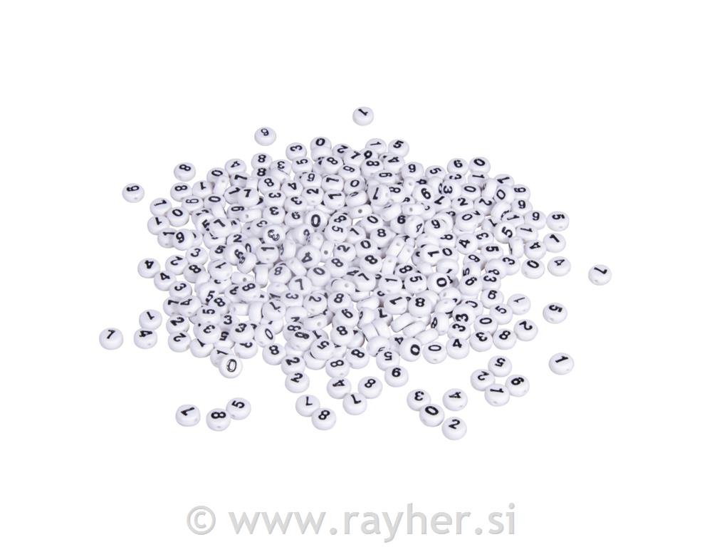 Perle sa ciframa, plastične, 6mm, bijele