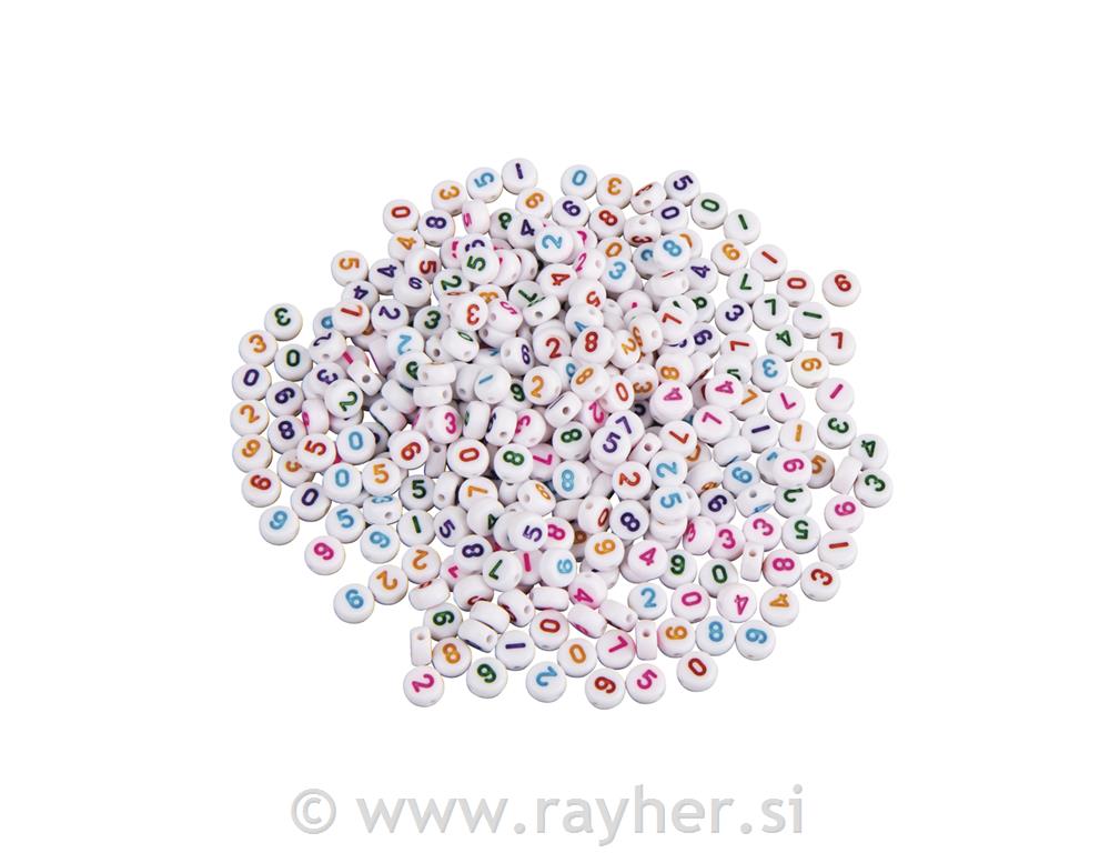 Perle s brojevima, 6 mm, u boji, okrugle40g