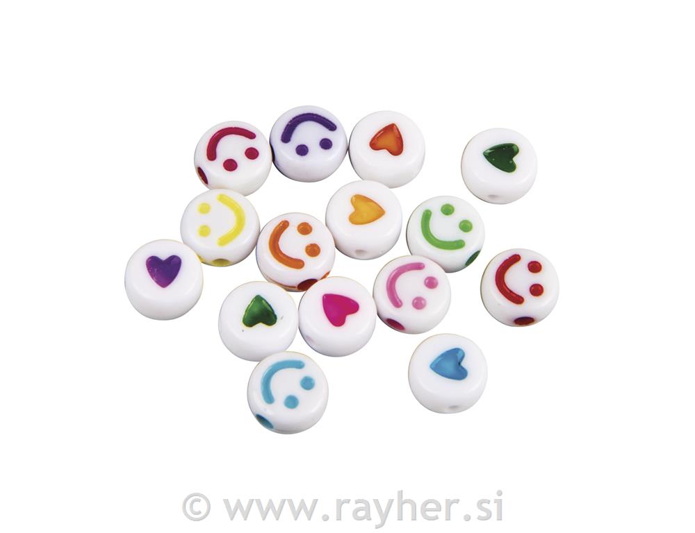 Emoji perle, 6 mm, u boji, okrugle, 40 g40g