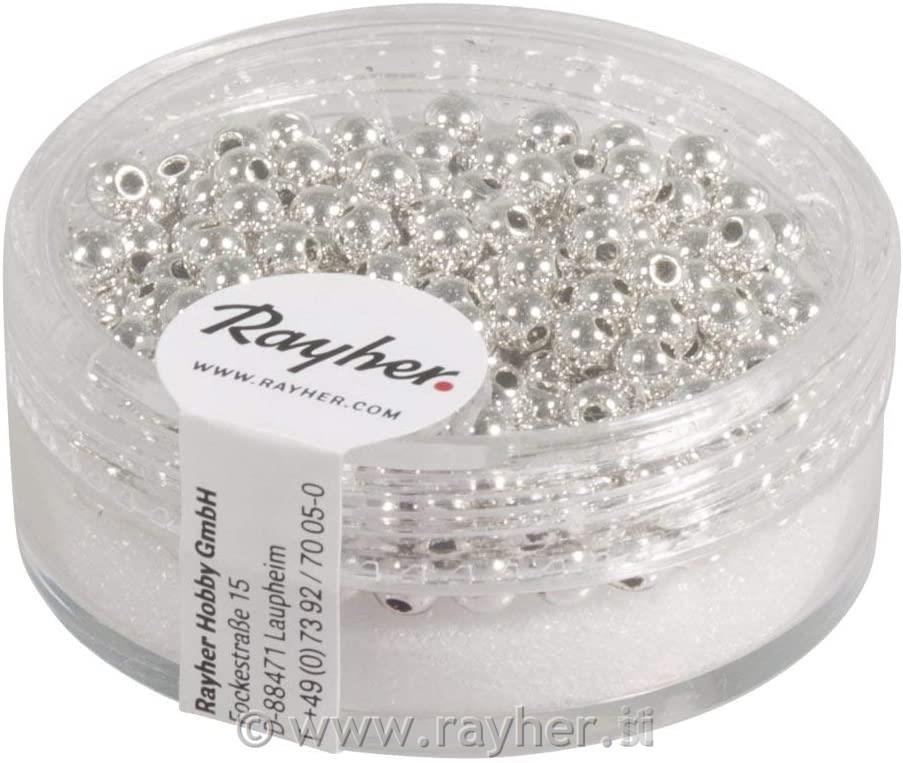 Plastic beads, 3 mm o, silver, box 250 p