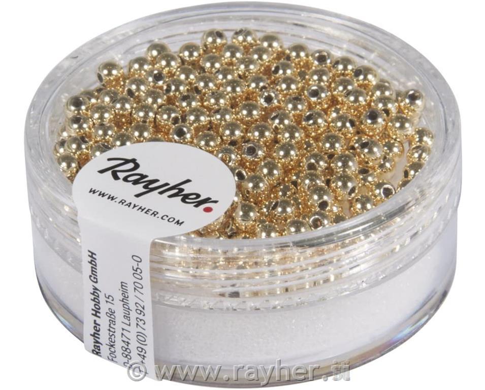 Perle od plastike, 6 mm o, zlatne, 65 kom.