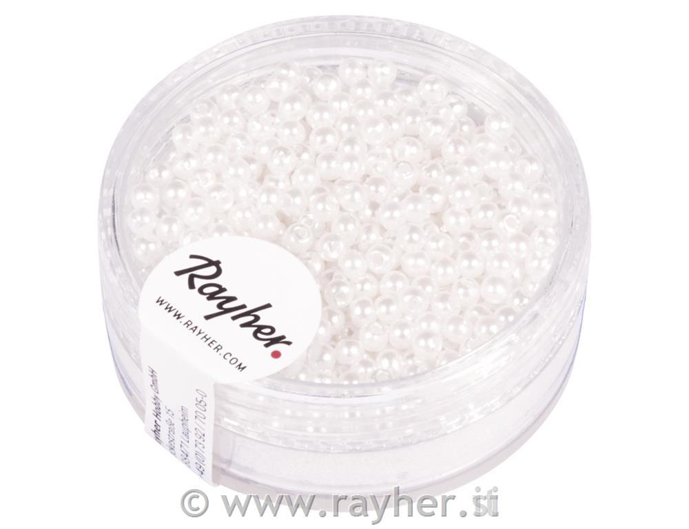 Wax beads, 2 mm o, white, box 500 pcs.
