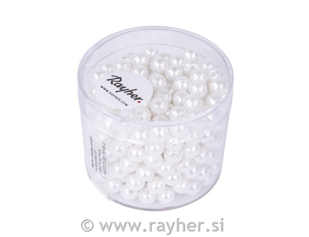 Perle voščene, 5 mm o, bele, 300 kom.