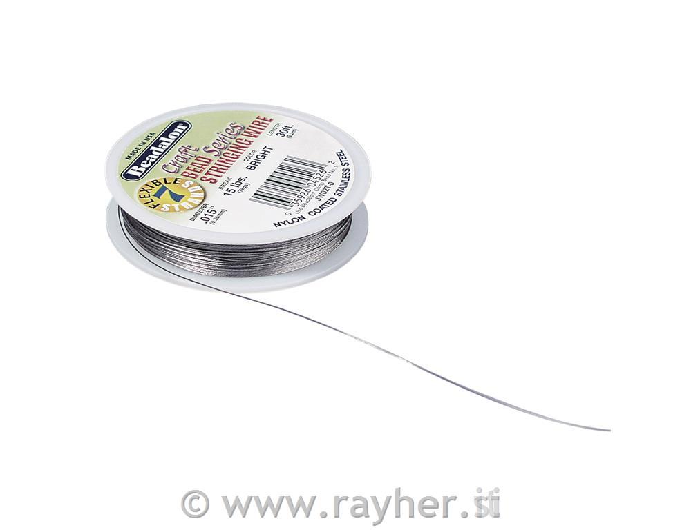 Žica za nakit, 0,38 mm, srebrna, na kolutu 9,2 m, plastificirana
