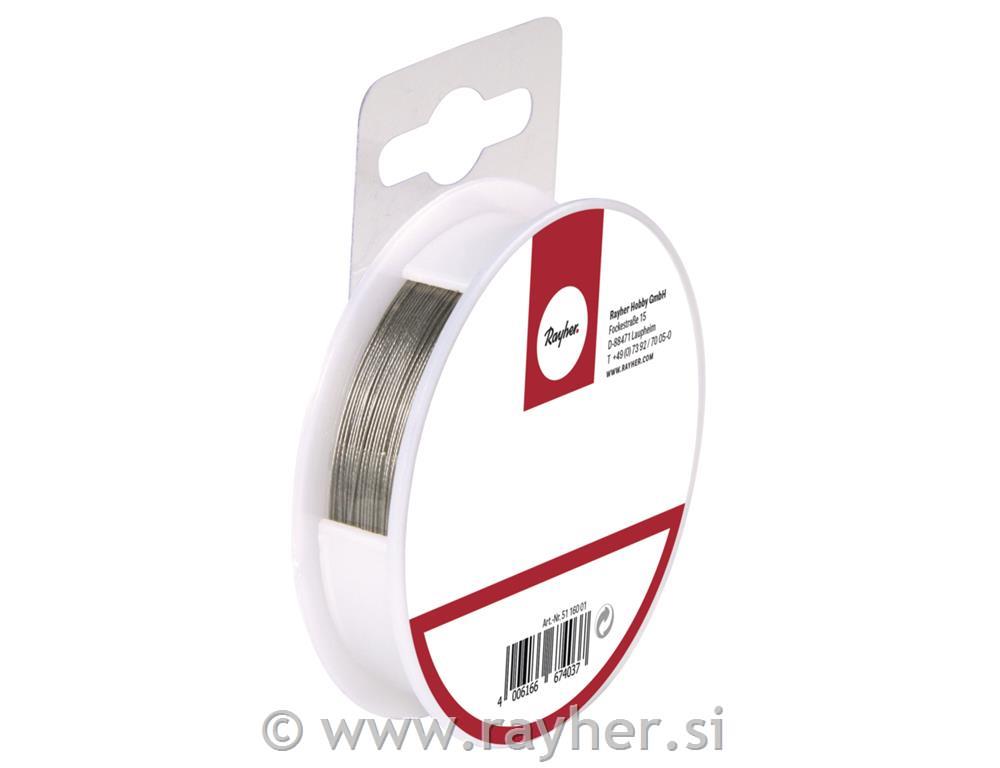 Žica za nakit, povleč.z najlonom, srebrna, o 0,38 mm, 9,2 m,