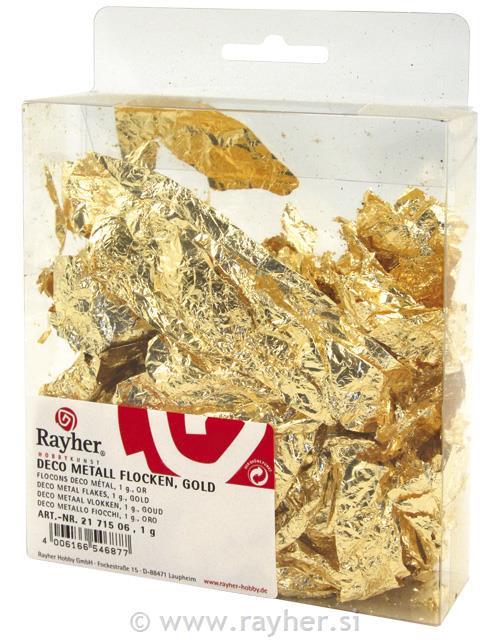 Deco-metal flakes, gold, tab-box 1 gramm