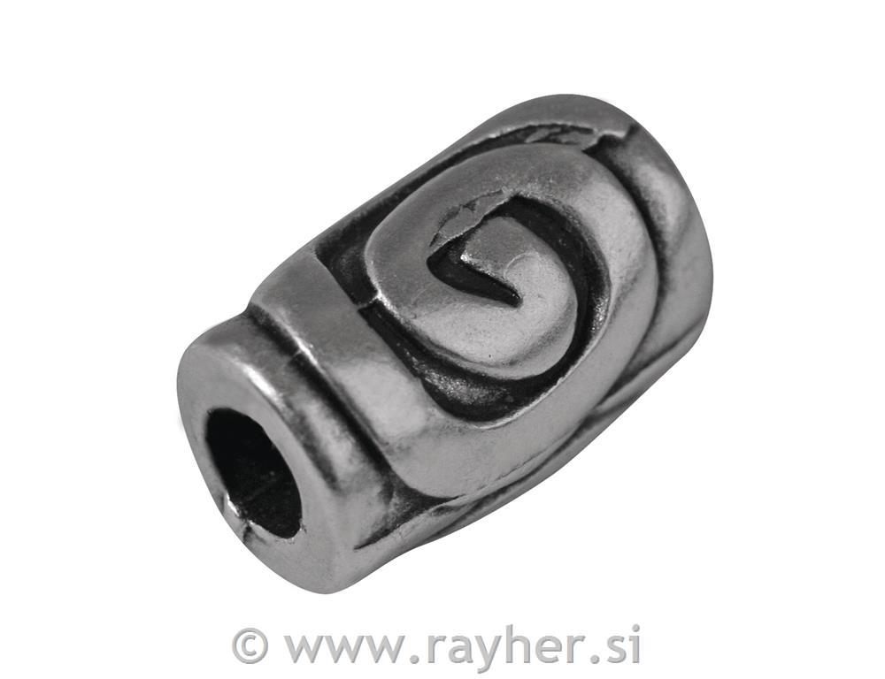 Metal roller, 14mm, oxidized silver, big