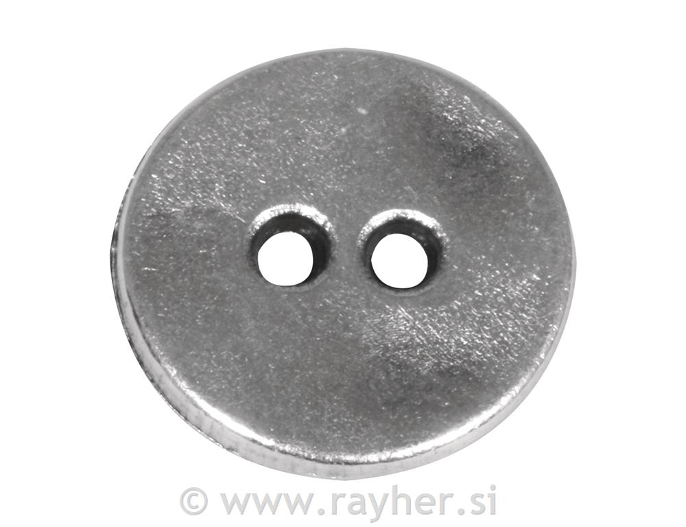 Metalni element: gumb, 1,4 cm o, srebro,rupa oko 1,5 mm o