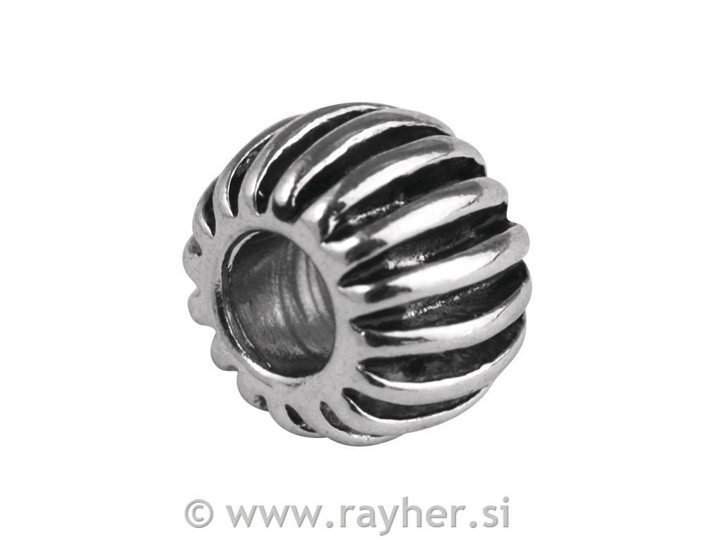Perla kovinska, oxidi.sreb., 10 mm o, luknja 4 mm o