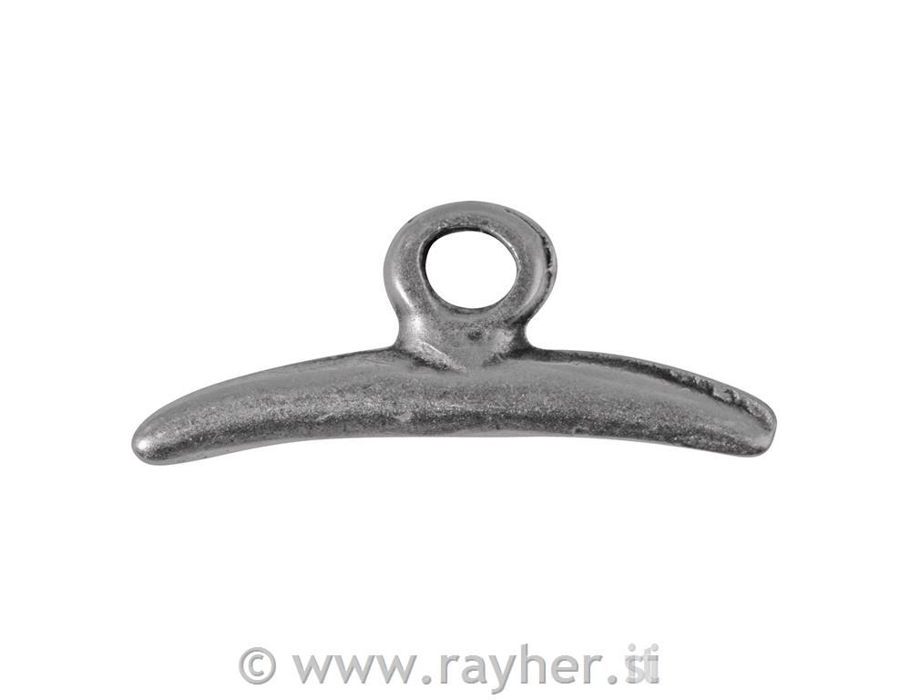 Dio za nakit metalni zatvarač , 20mm, srebro, 2mm petlja o, 2 komada za art. 22-