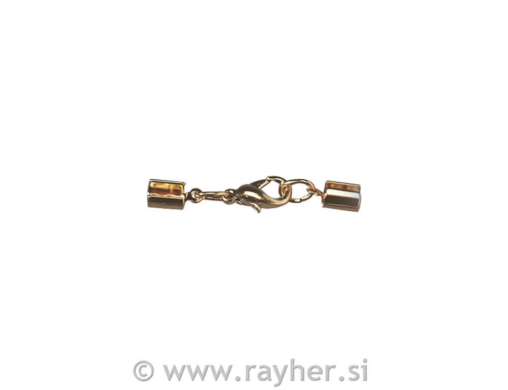 Karabin jastog s završnom obradom, 3mm,zlatna bn, 3mm