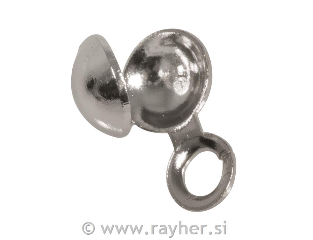 Dekorativna kapa za prešanje, srebrna, 4mm, 10 kom.