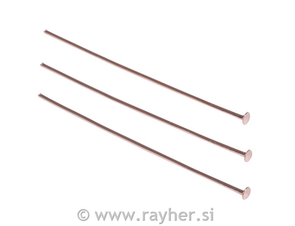 Šipke sa pločicom, 0.6mm, roze zlato, 35mm, 15 kom
