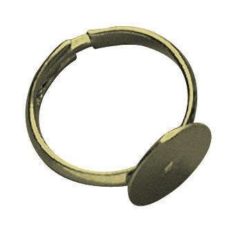 Ring base with plate, 12mm o, gold, tab-