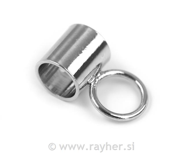 Tubular pendant with loop, silver, 8x6mm