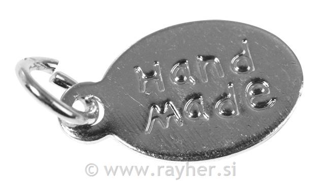 Pendant "hand made" oval with ring, plat