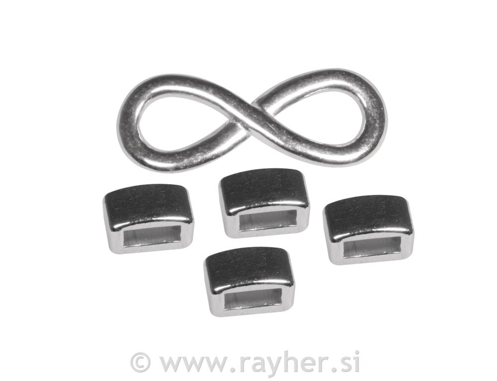 Metalni element "Infinity", srebro, 1xInfinity, 4x deco element