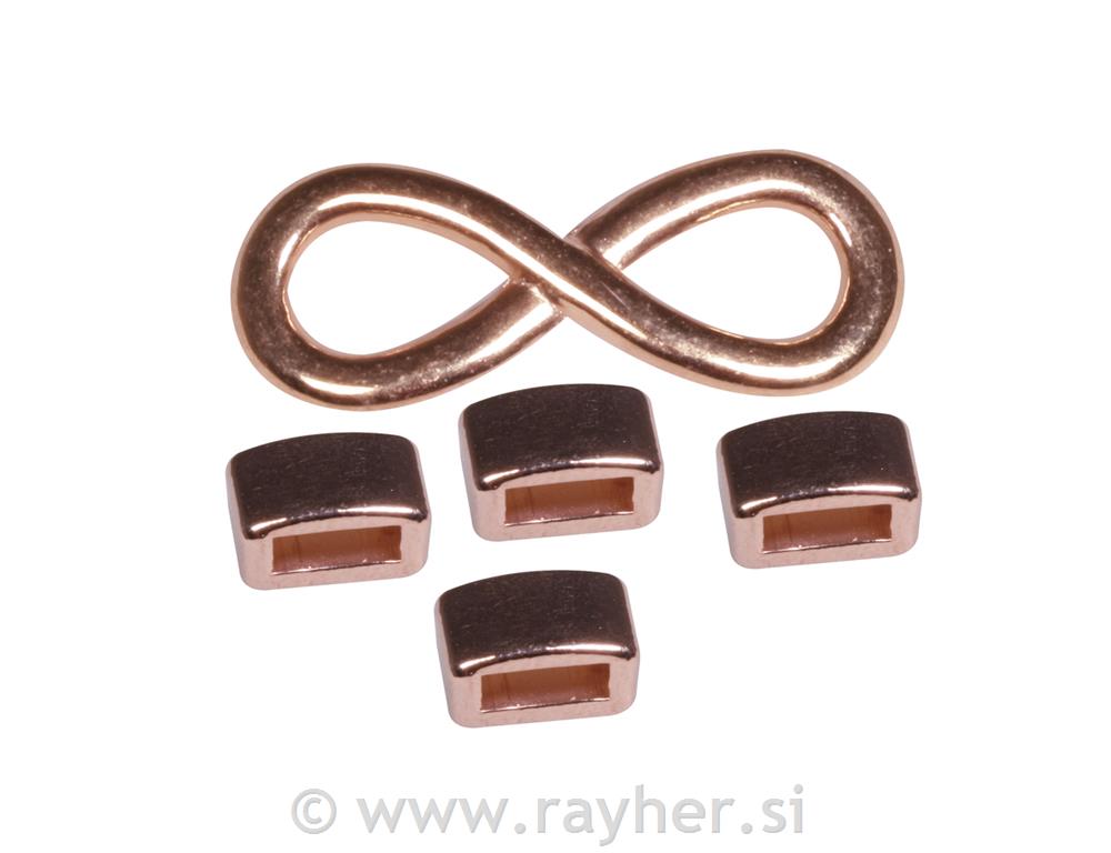 Metalni element "Infinity", ružičasto-zlatni, 1x Infinity, 4x deco element