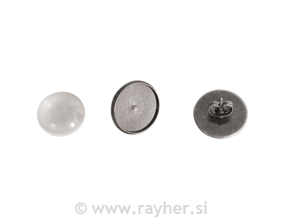 Naušnice + staklo, staro srebro, 1,6 cm,1